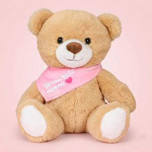 Habibi Plush Nalle vaaleanpunaisella huivilla "Maailman paras &auml;iti"