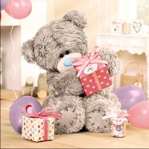 3D card, Teddy bear with packages and balloons, Me To You