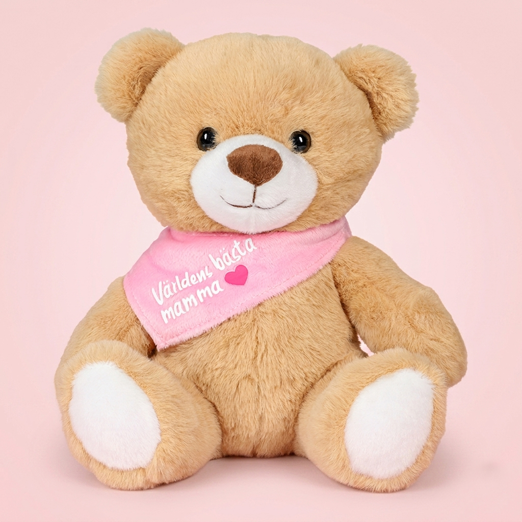 Habibi Plush Nalle vaaleanpunaisella huivilla 